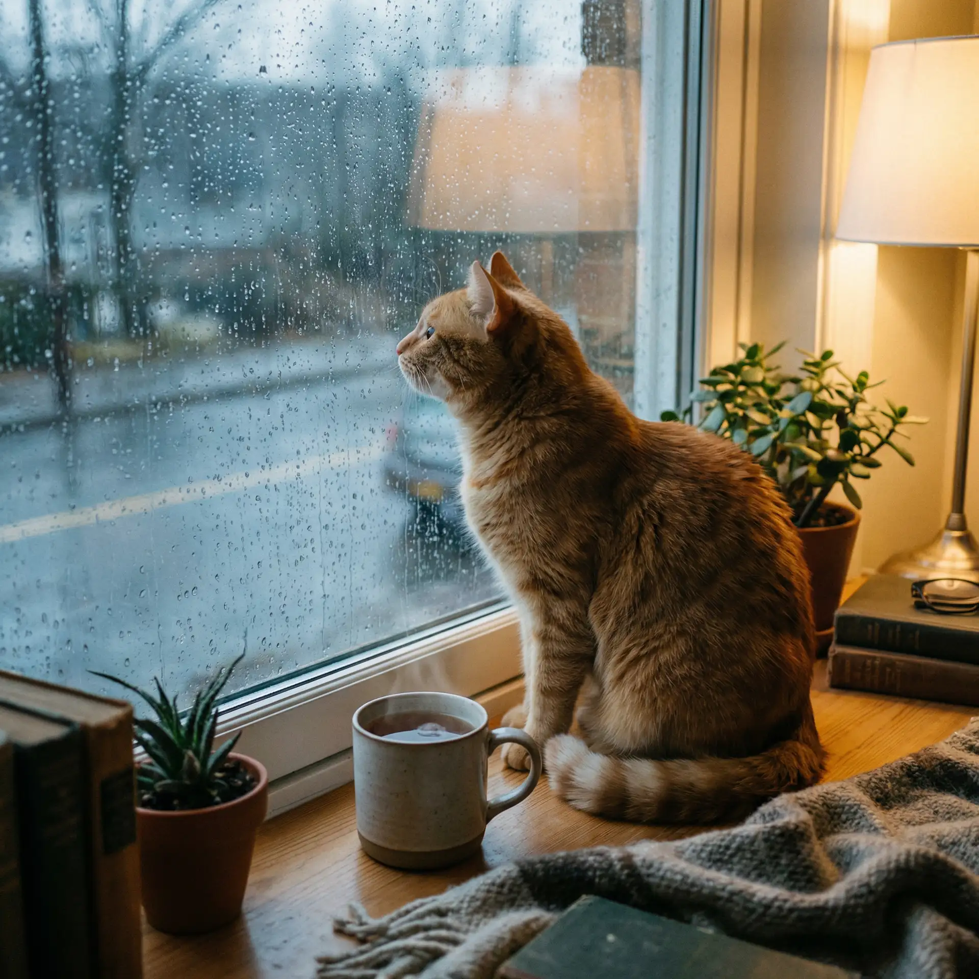 猫咪望着窗外的雨 - 明道孙俪